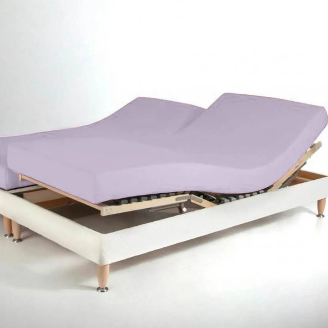 Drap-housse sommier articulé coton TERTIO® - Lila