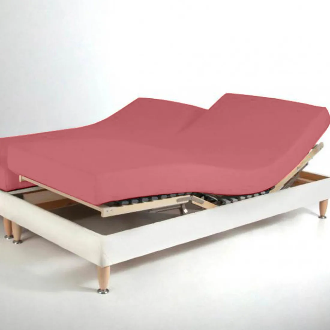 Drap-housse sommier articulé coton TERTIO® - Vieux Rose