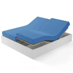 Drap-housse sommier articulé coton TERTIO® - Bleu Azur