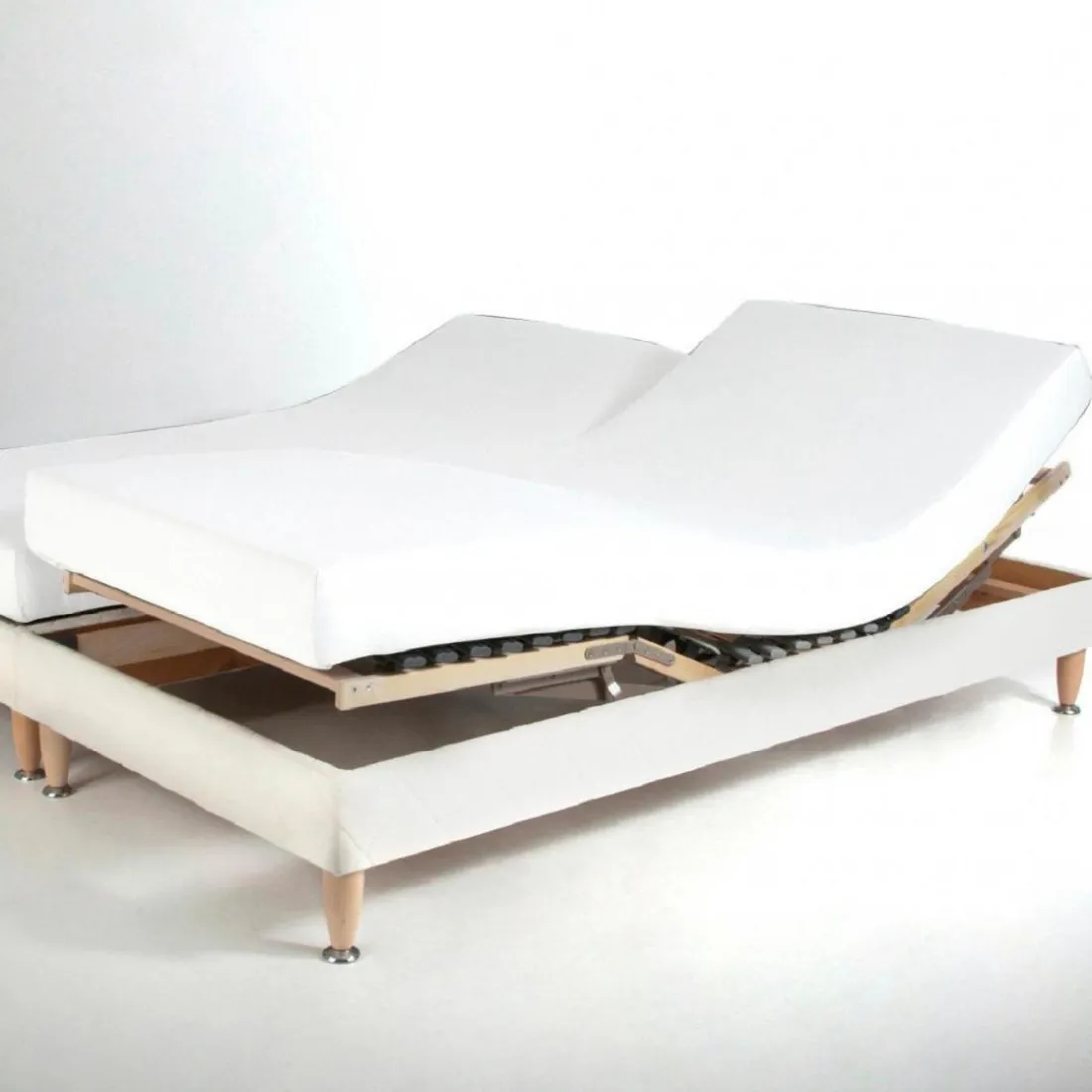 Drap-housse sommier articulé coton TERTIO® -Blanc