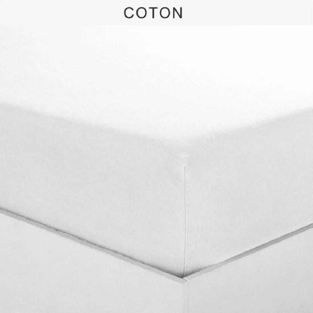 Drap-housse sommier articulé coton TERTIO® -Blanc