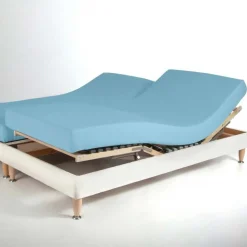 Drap-housse sommier articulé coton TERTIO® - Bleu Lagon