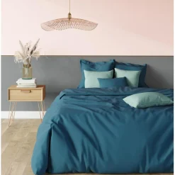 Drap-housse sommier articulé coton TERTIO® - Bleu Canard