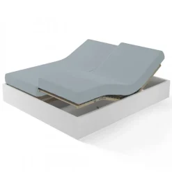 Drap-housse uni spécial sommier articulé pur coton Tertio® - Gris Perle