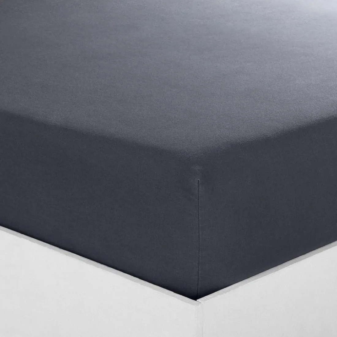 Drap-housse uni spécial sommier articulés satin de coton TERTIO® - Gris Anthracite