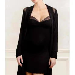 Déshabillé maternité noir Cache Coeur Lingerie en viscose