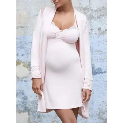 Déshabillé maternité rose Cache Coeur Lingerie en viscose