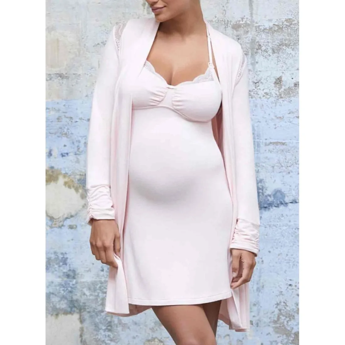 Déshabillé maternité rose Cache Coeur Lingerie en viscose