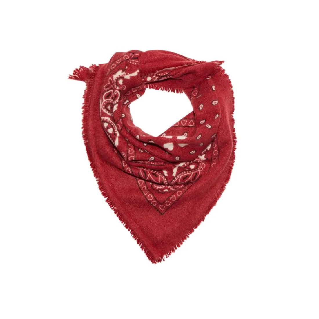 Echarpe bandana unisexe ARIZONA/RED PRINT BLACK AND ECOPAPER en cachemire rouge dessin blanc et noir