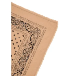Echarpe bandana unisexe ARIZONA/BEIGE PRINT BLACK en cachemire beige dessin noir