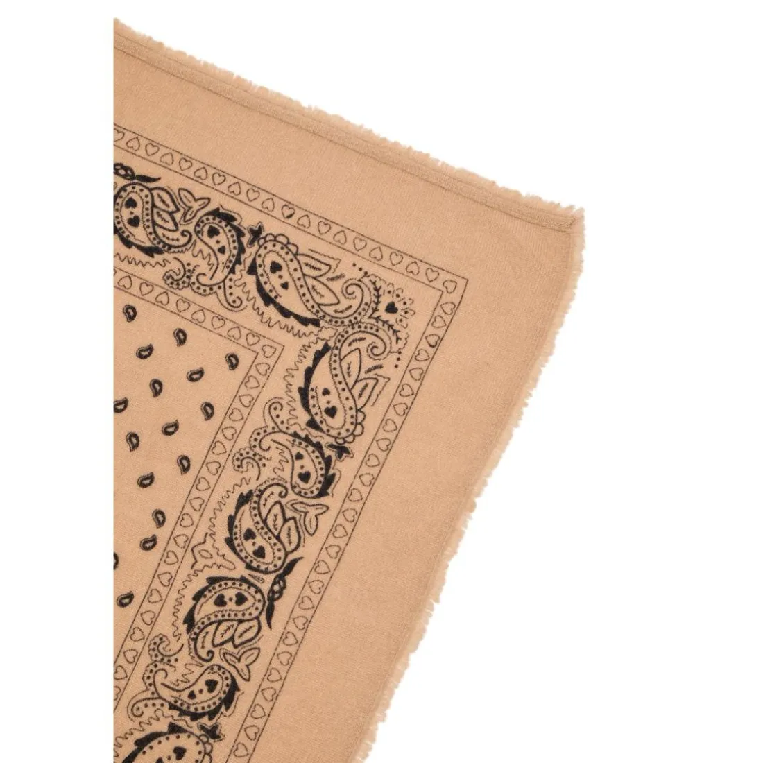 Echarpe bandana unisexe ARIZONA/BEIGE PRINT BLACK en cachemire beige dessin noir