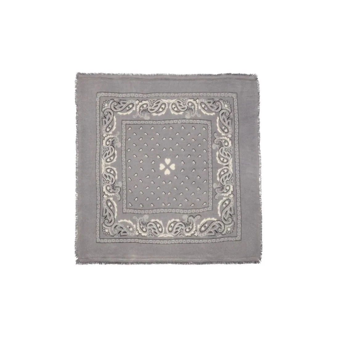 Echarpe bandana unisexe ARIZONA/GREY PRINT ECOPAPER AND BLACK en cachemire gris dessin blanc et noir