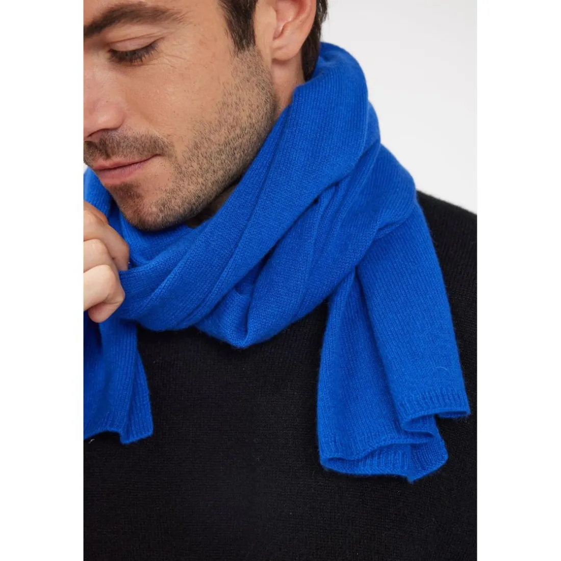 Echarpe etole unisexe en cachemire bleu flashy