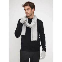 Echarpe etole unisexe en cachemire gris perle