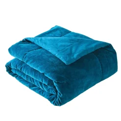 Edredon en coton BYZANCE bleu paon 160 x 160 cm