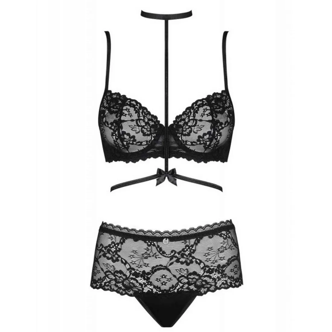 Ensemble 2 pièces - Soutien-gorge corbeille et shorty - Noir Obsessive