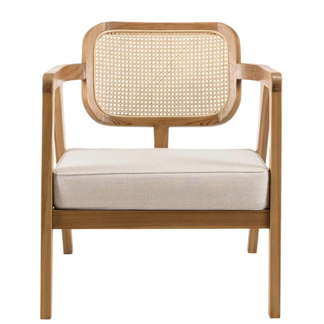 Ensemble canapé 2 places 2 fauteuils et 1 table basse FLORES en teck WILL Marron