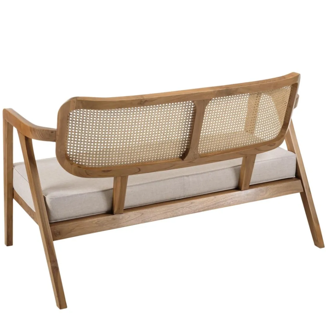 Ensemble canapé 2 places 2 fauteuils et 1 table basse FLORES en teck WILL Marron