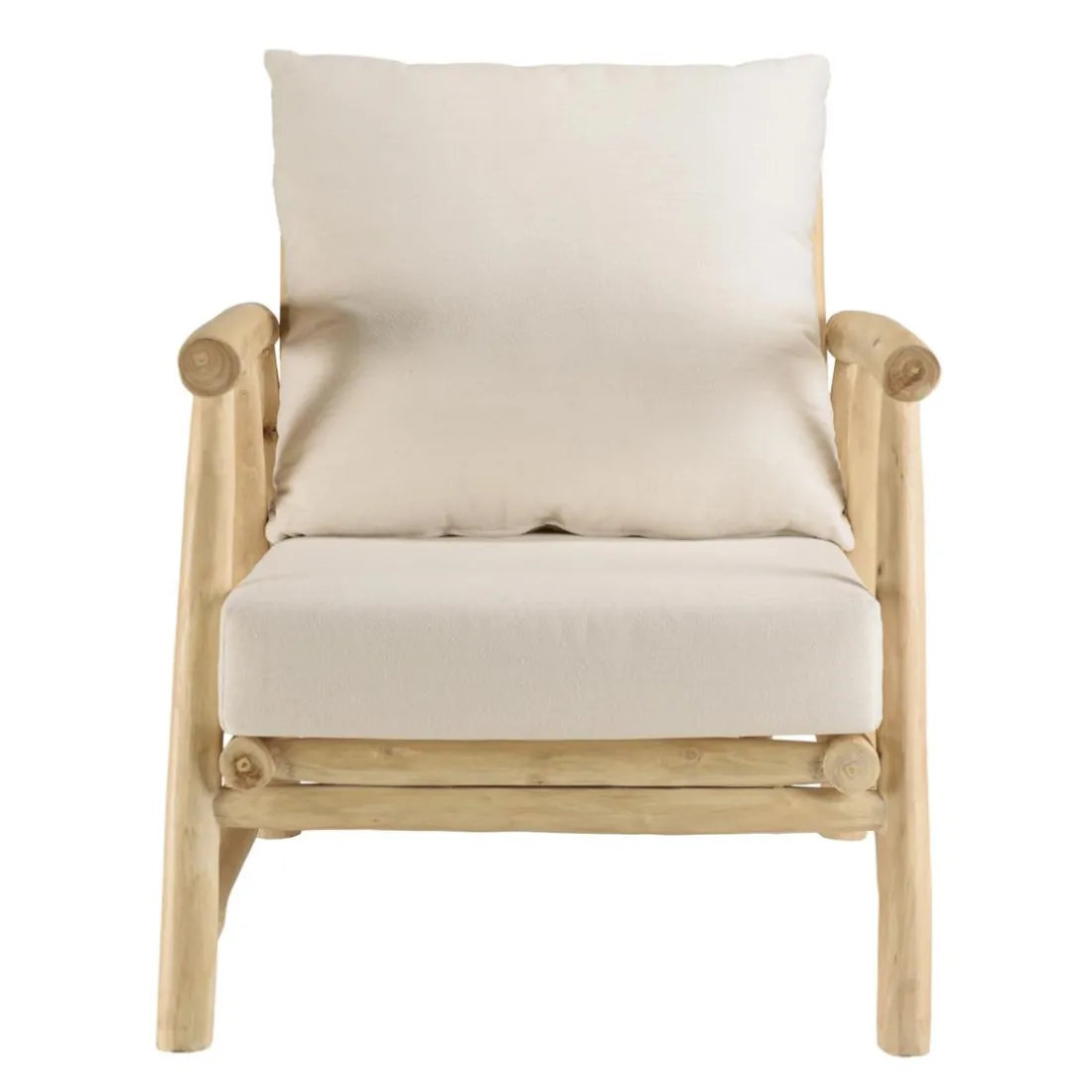 Ensemble canapé 2 places 2 fauteuils 1 table basse en teck MADURA Blanc