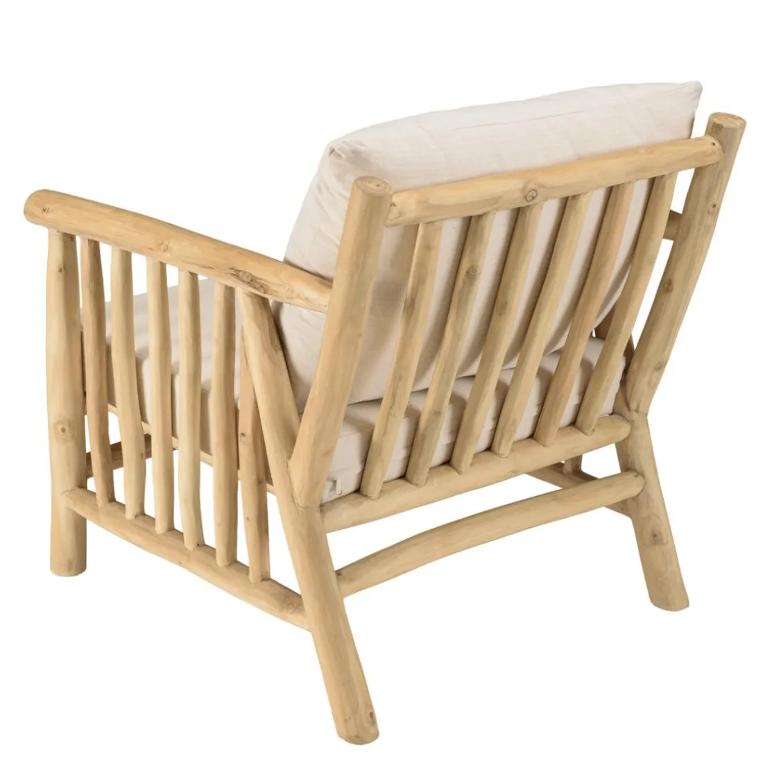 Ensemble canapé 2 places 2 fauteuils et une 1 table basse BORNEO en teck WILL Blanc