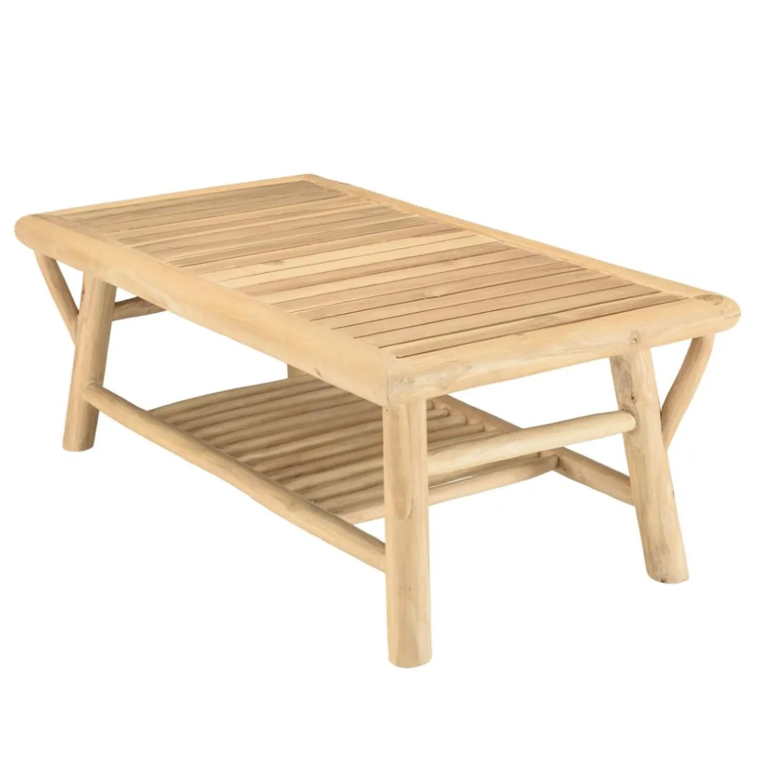 Ensemble canapé 2 places 2 fauteuils et une 1 table basse BORNEO en teck WILL Blanc