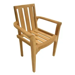 Ensemble de 2 fauteuils de jardin empilables en bois Teck