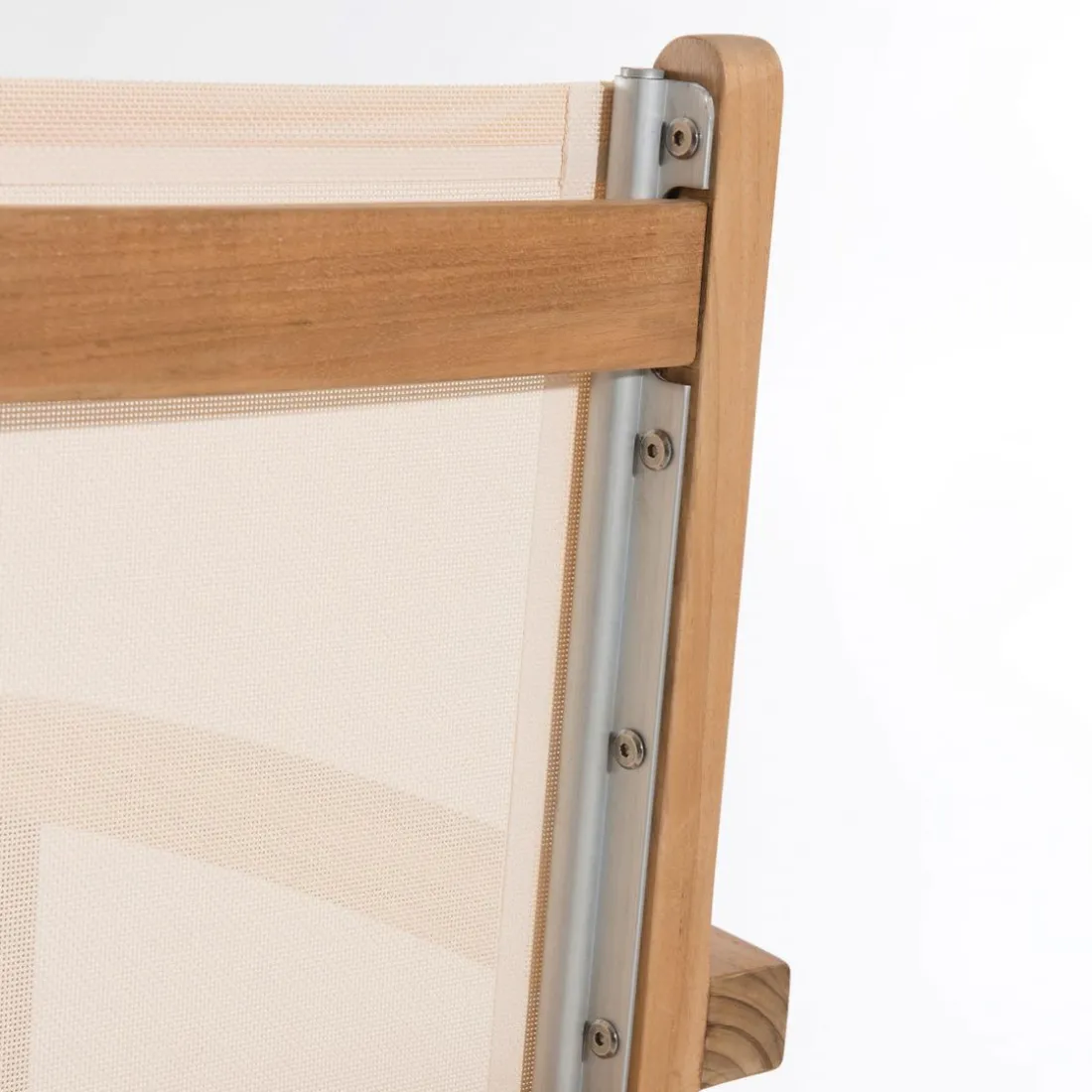 Ensemble de 2 fauteuils de jardin en bois teck - dossier et assise couleur en textilène ivoire