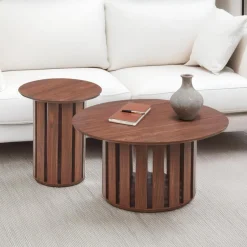 Ensemble de 2 tables basses Annabel Bois Noisette
