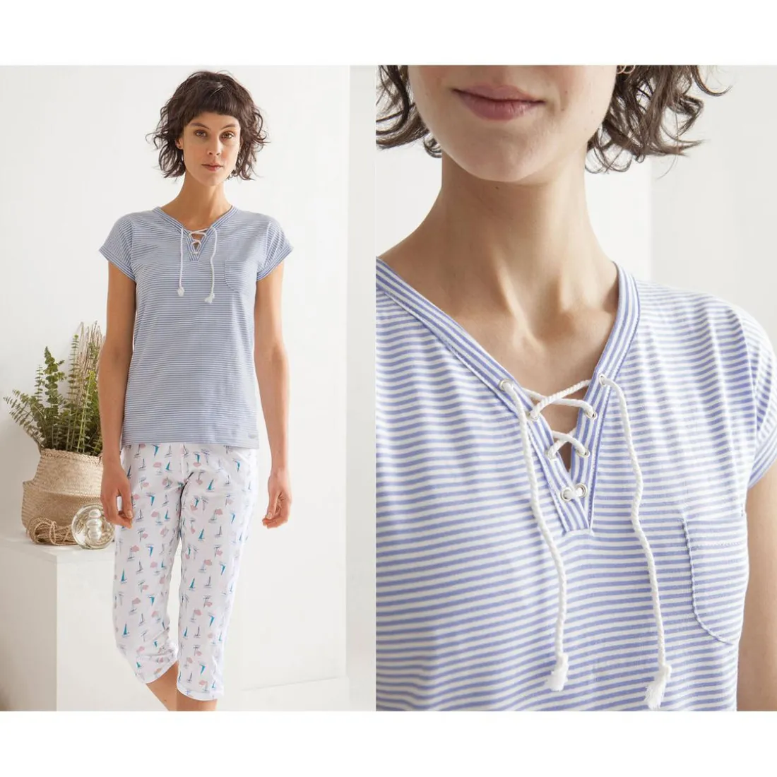 Ensemble et pyjama - Bleu en coton