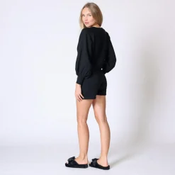 Ensemble homewear short et pull court - Noir en viscose
