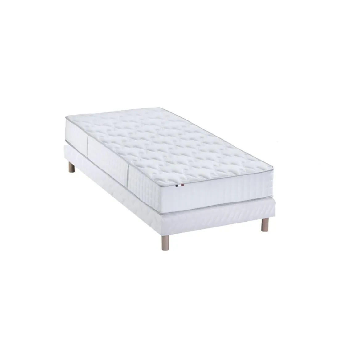 Ensemble Matelas Ressorts 7 zones COSMA + Sommier - Made in France - Sommier Blanc