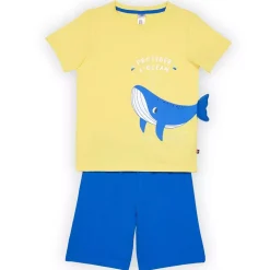 Ensemble Pyjama short Garçon haut uni avant imprimé devant ou bas uni