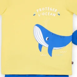Ensemble Pyjama short Garçon haut uni avant imprimé devant ou bas uni