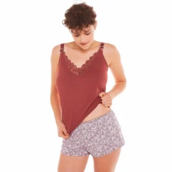 Ensemble pyjama top short Pomm'Poire - marron