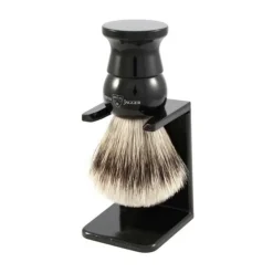 Ensemble Rasage 2 Pièces Noir - Blaireau à Poils Synthétiques Silvertip + Support