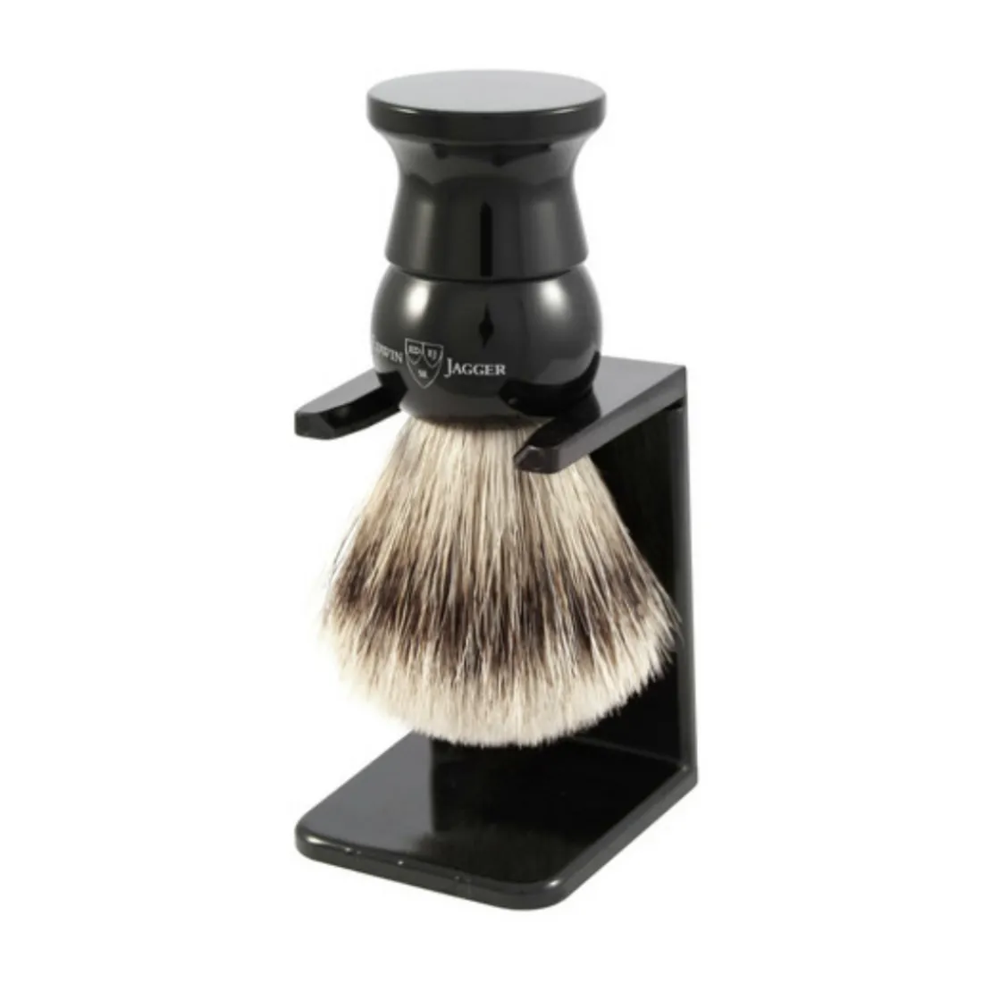 Ensemble Rasage 2 Pièces Noir - Blaireau à Poils Synthétiques Silvertip + Support