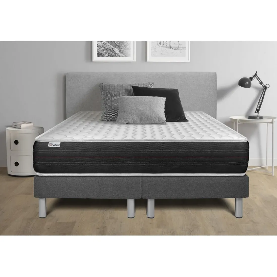 Ensembles matelas sommiers gris VITALSPRING