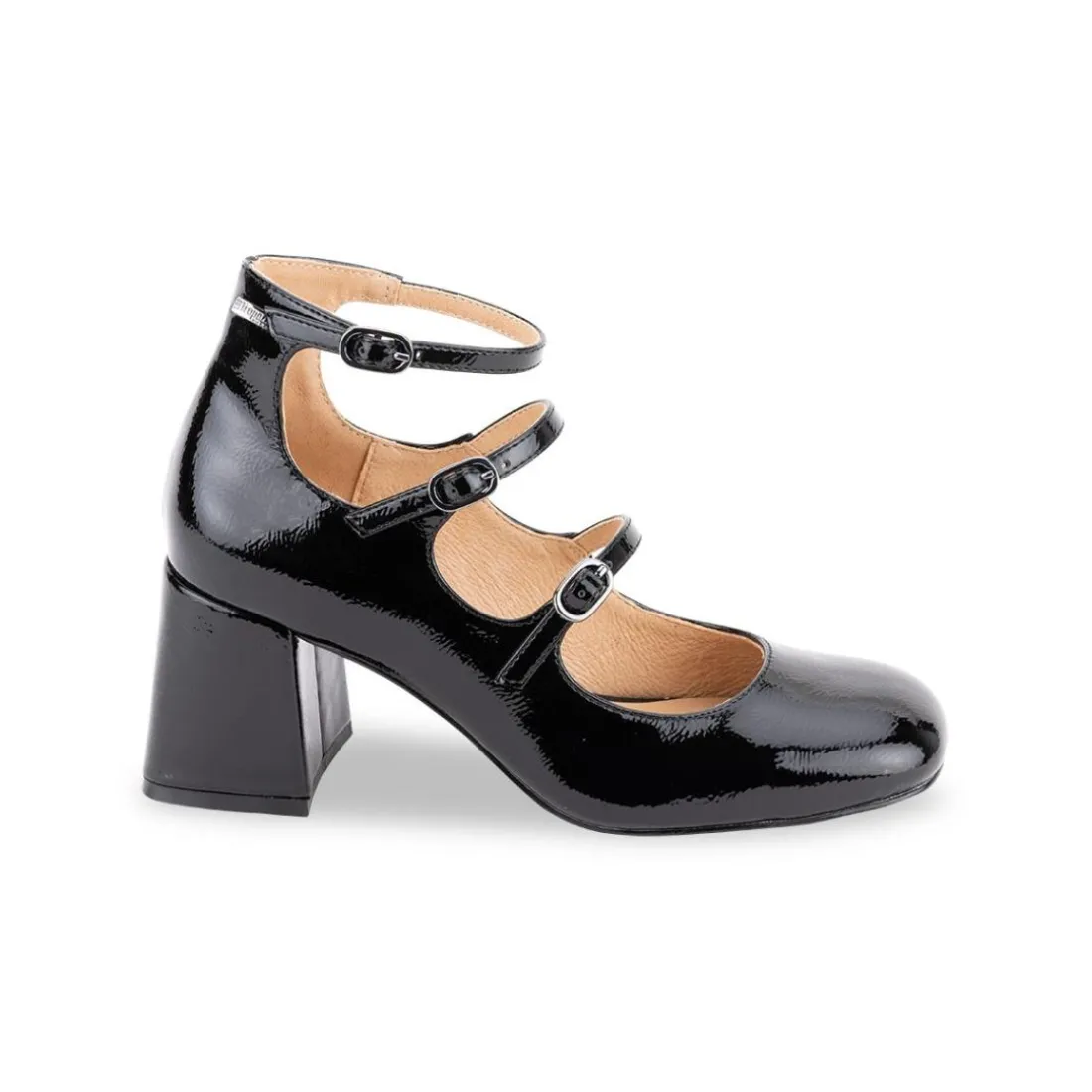 Escarpins femme en cuir noir vernis DELPHINE