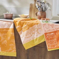 Essuie-mains imprimé en jacquard de coton DELICE D'ABRICOTS-Orange