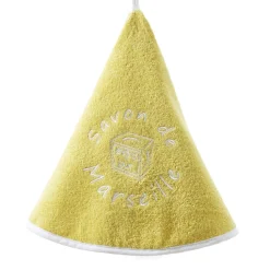 Essuie-mains SAVON MA rond 70cm Savon de Marseille jaune