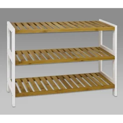 Etagère à chaussures bois et bambou trois niveaux
