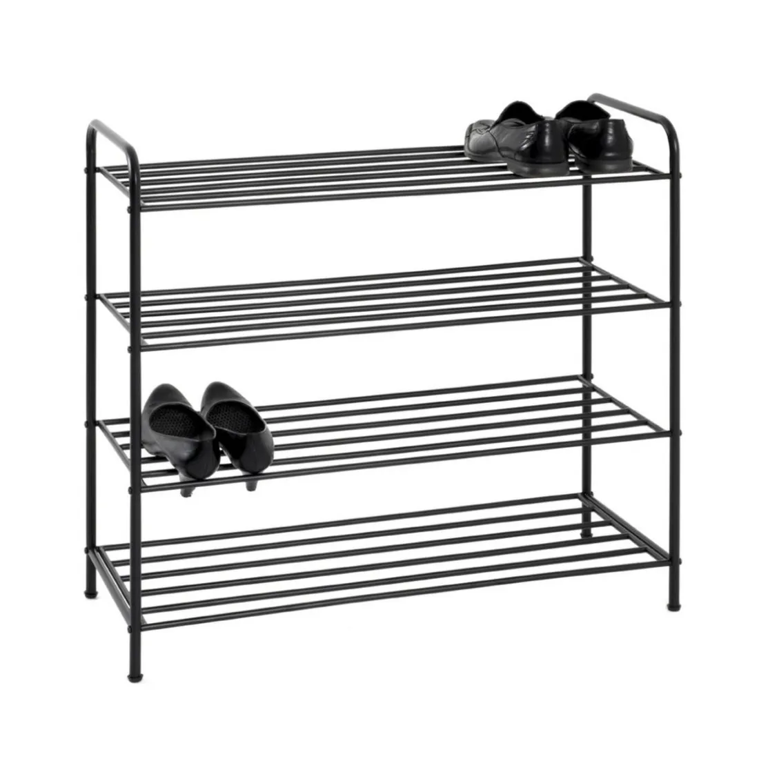 Etagère chaussures acier laqué noir 4 étages
