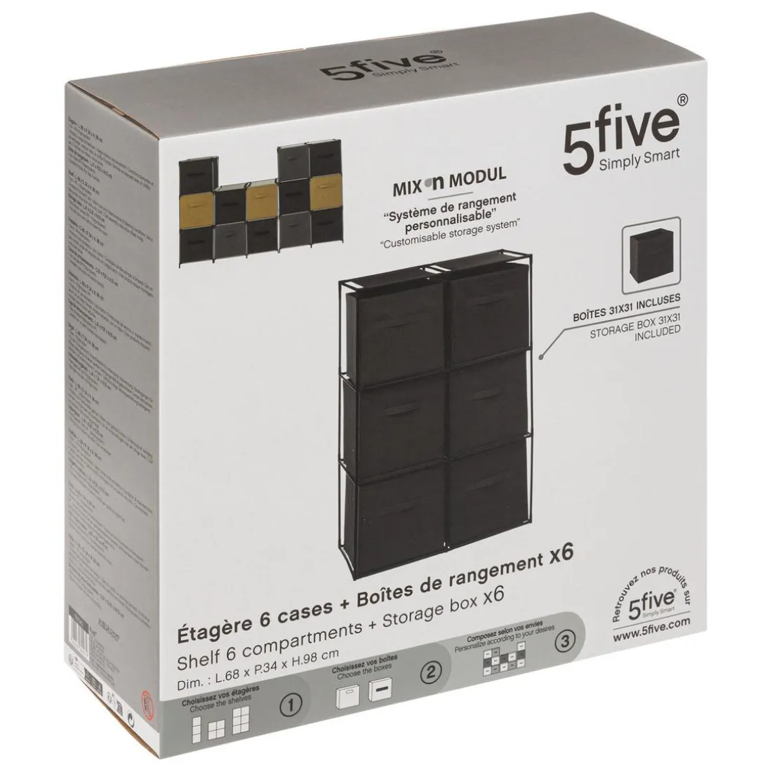 Etagère de rangement avec 6 Boîtes Mix EG