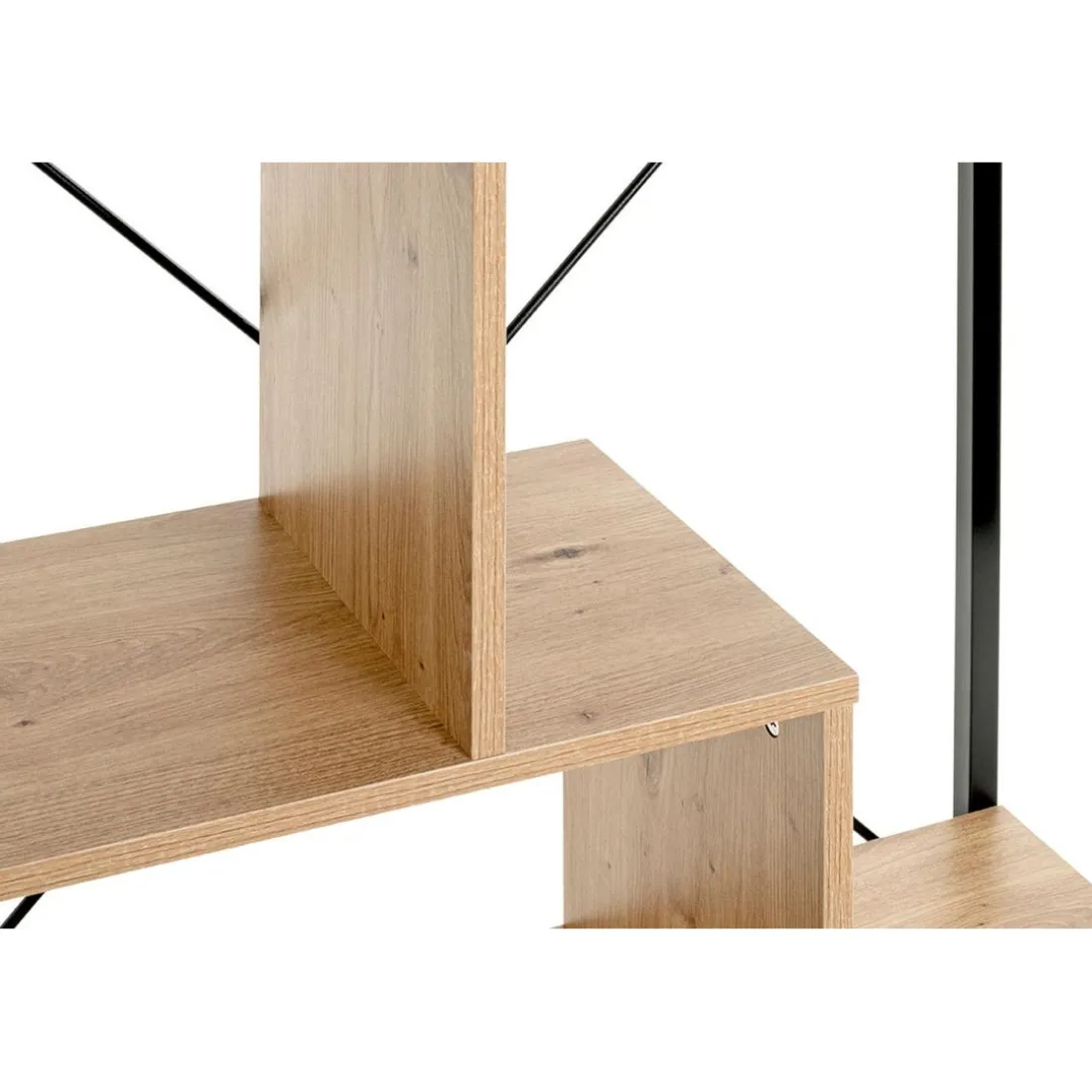 Etagère design 6 compartiments bois et métal