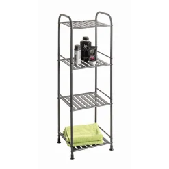 Etagère en tube d'acier peint époxy anthracite, 4 étagères en métal peint époxy anthracite