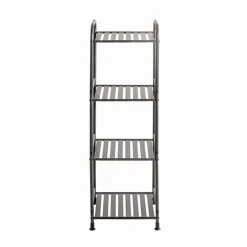 Etagère en tube d'acier peint époxy anthracite, 4 étagères en métal peint époxy anthracite