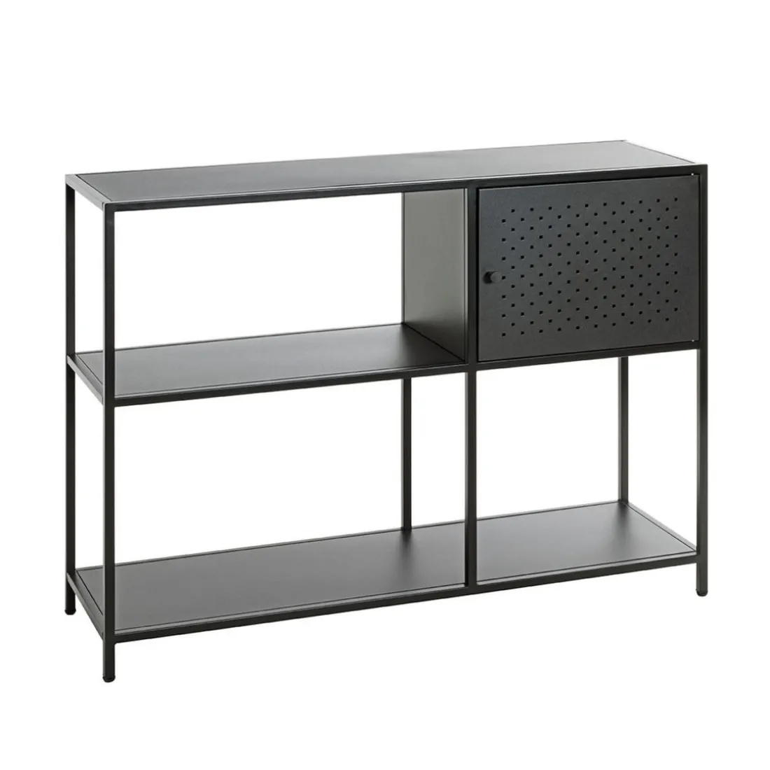 Etagère noire 4 cases et 1 porte en métal
