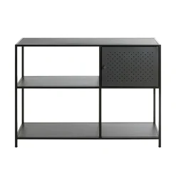 Etagère noire 4 cases et 1 porte en métal