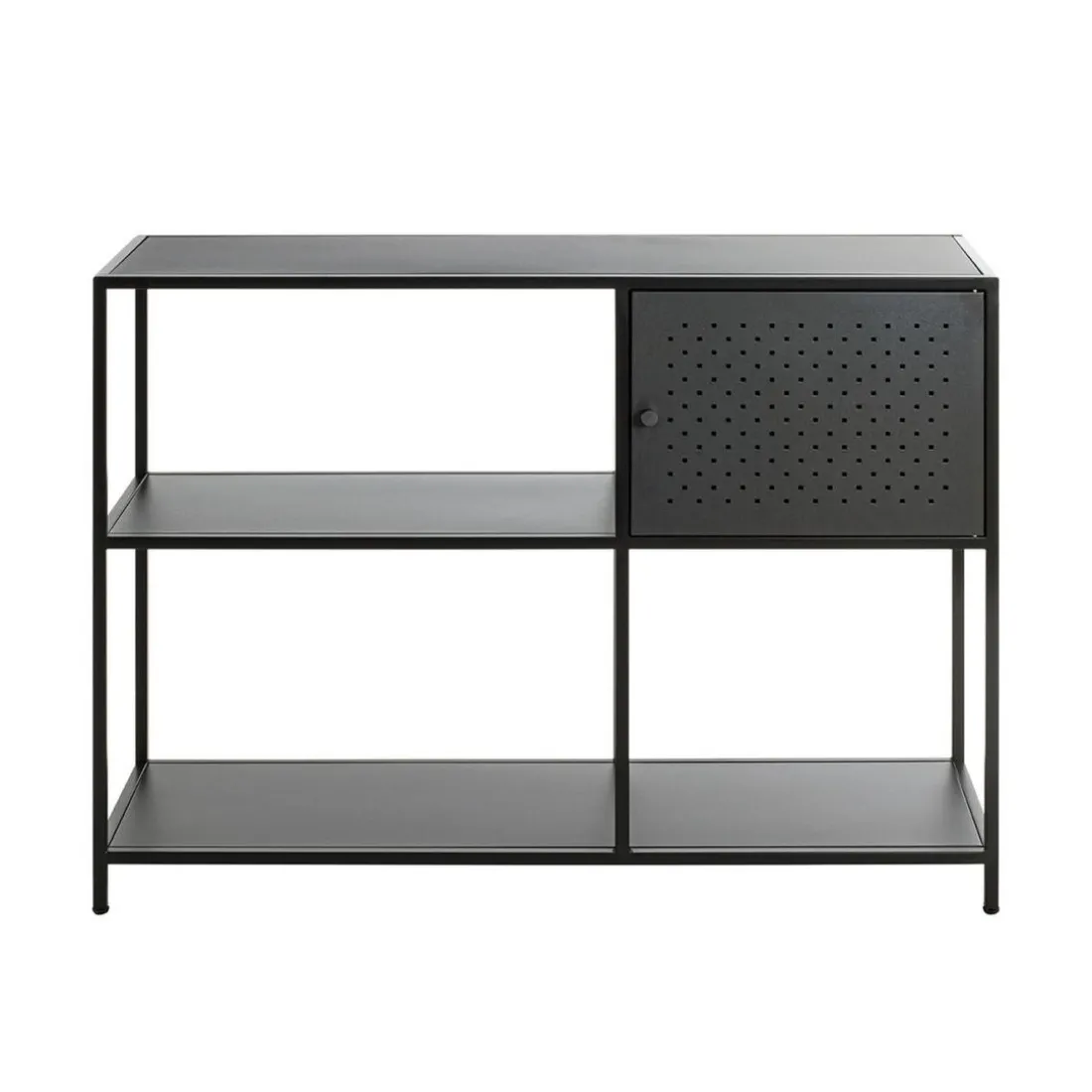 Etagère noire 4 cases et 1 porte en métal