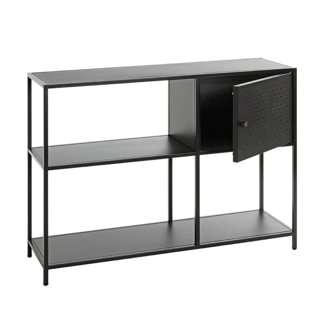Etagère noire 4 cases et 1 porte en métal